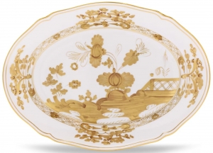 Ginori Oriente Italiano Aurum Oval Flat Platter - 15.5"